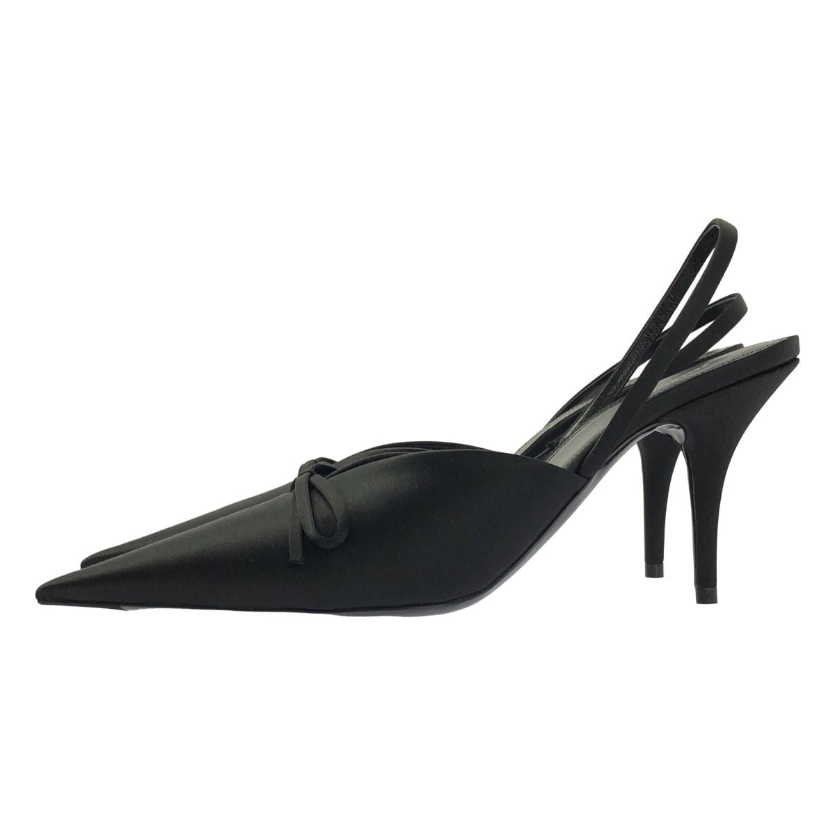 Balenciaga Satin Pointed Toe Sandals 38 Black — view 2