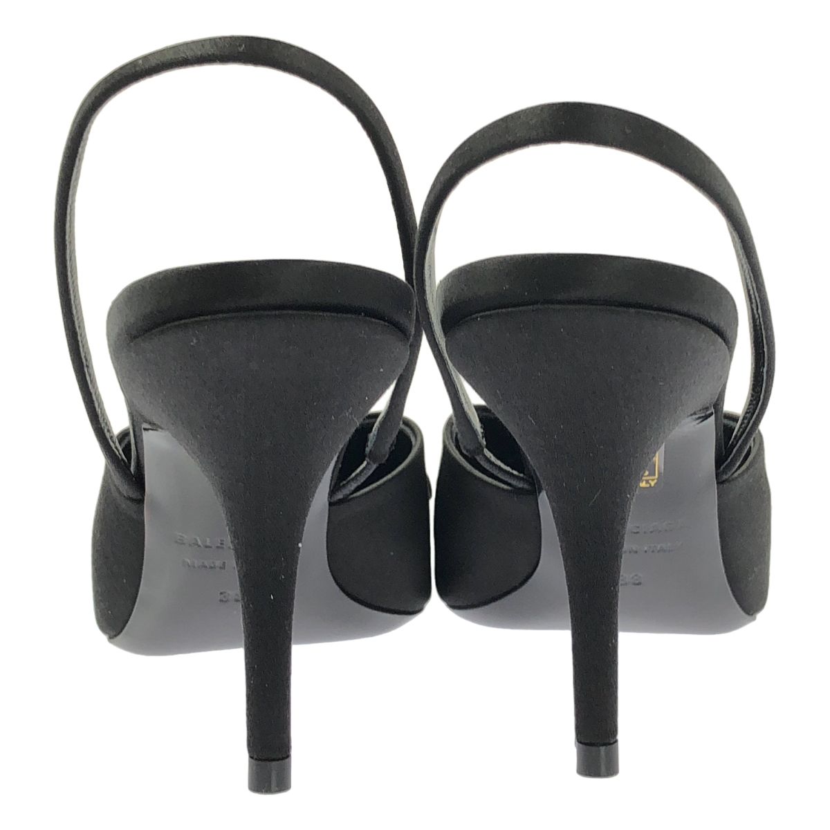 Balenciaga Satin Pointed Toe Sandals 38 Black — view 3