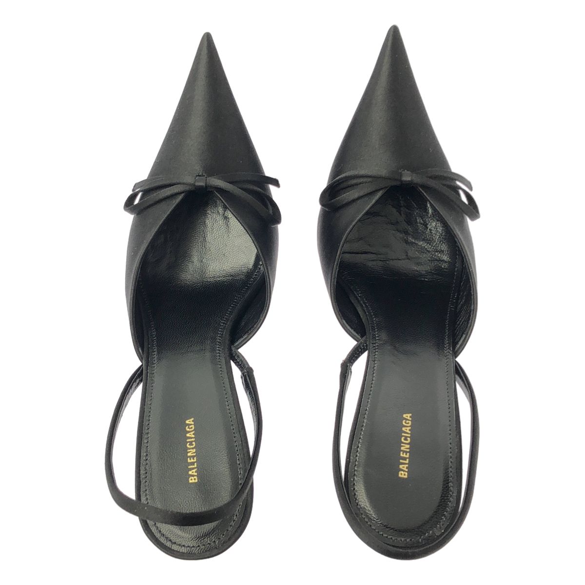 Balenciaga Satin Pointed Toe Sandals 38 Black — view 4