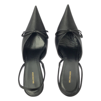Balenciaga Satin Pointed Toe Sandals 38 Black — view 4