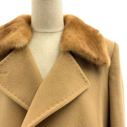 Max Mara Wool Belted Coat Mink Color Removable Logo Fully Lined 42 Beige — view 2