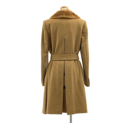 Max Mara Wool Belted Coat Mink Color Removable Logo Fully Lined 42 Beige — view 5