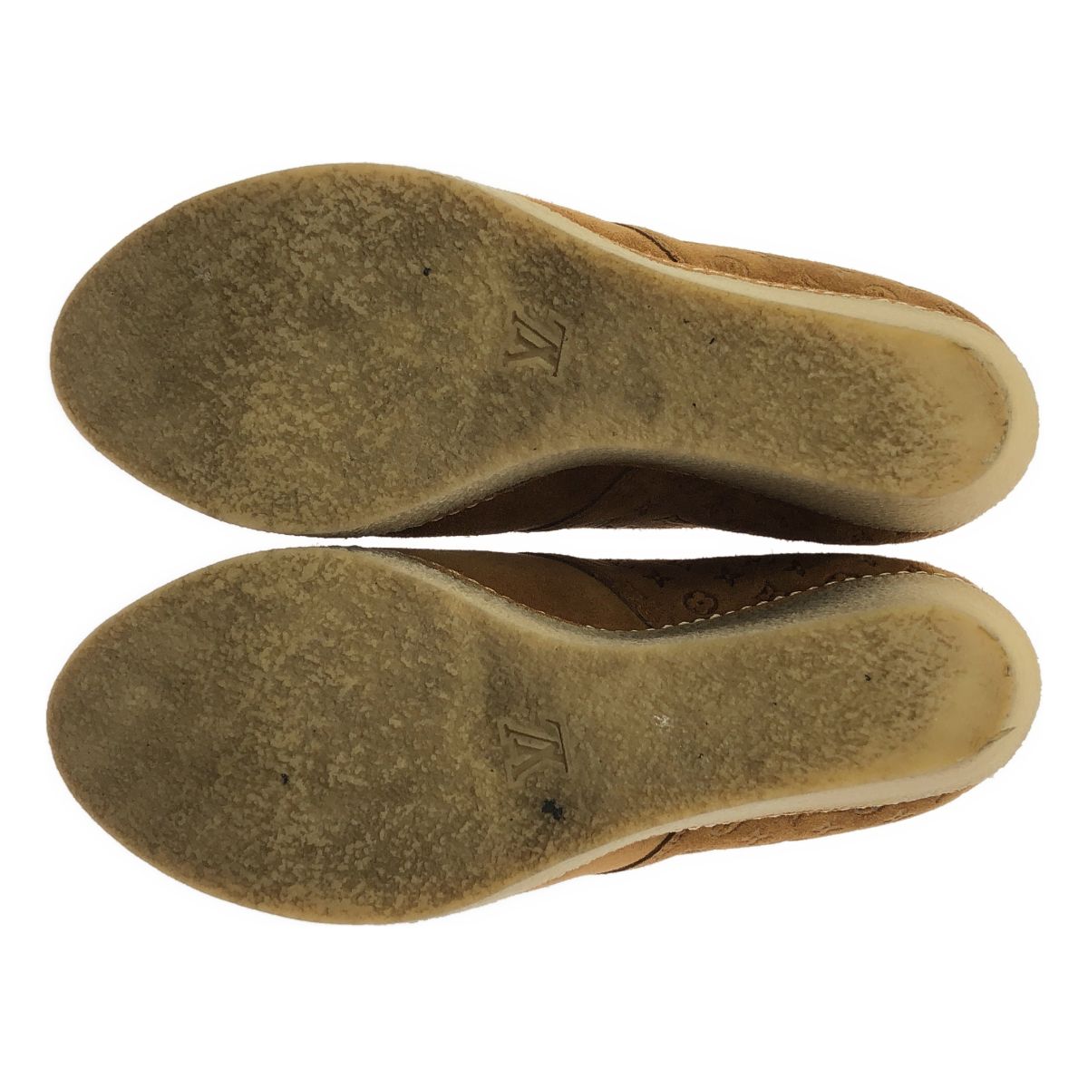 Louis Vuitton Suede Wedge Sole Short Boots 38.5 Camel — view 5