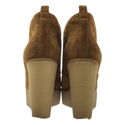 Louis Vuitton Suede Wedge Sole Short Boots 38.5 Camel — view 3