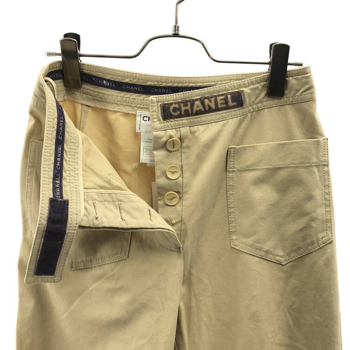 Chanel Front Pocket Straight Pants 36 Beige — view 4