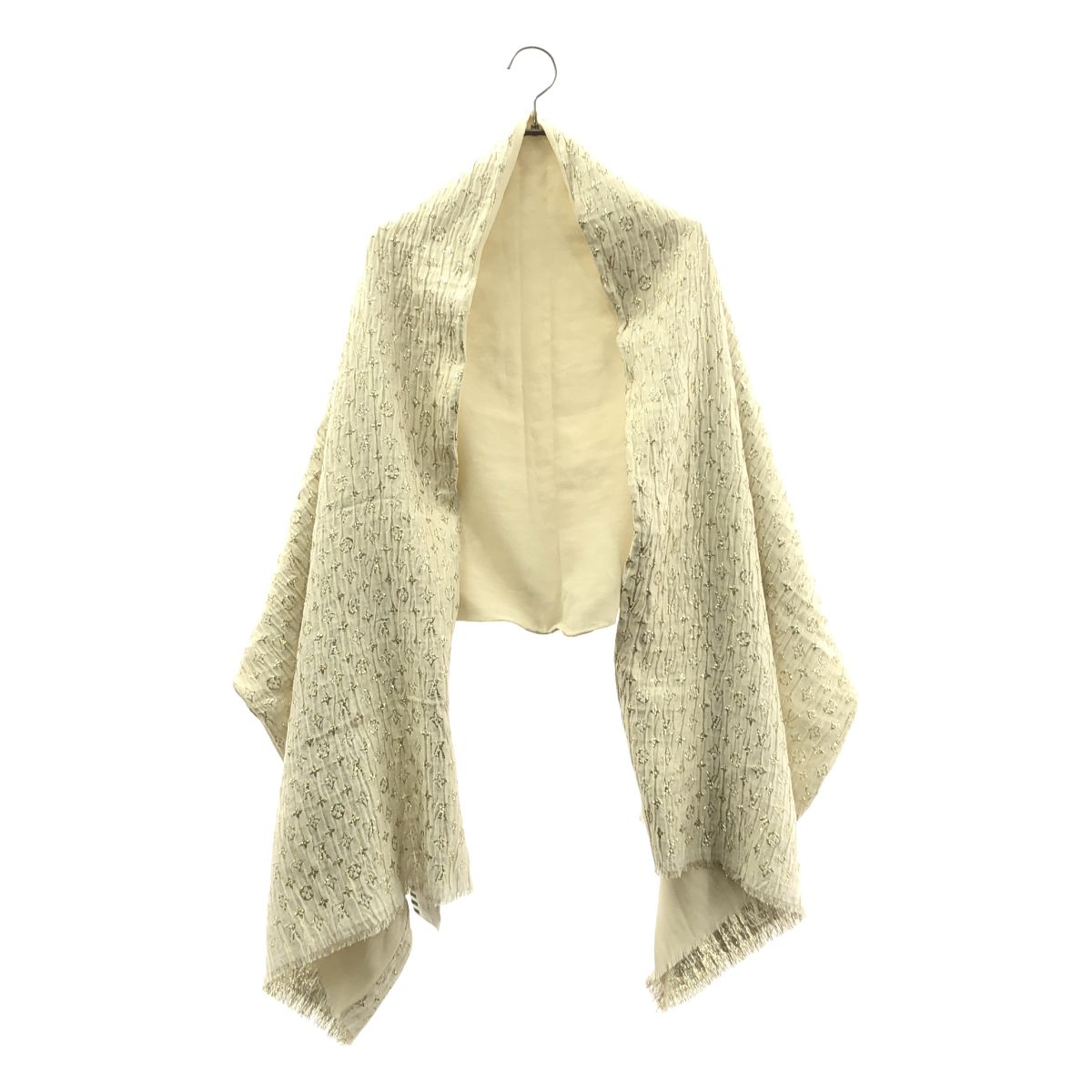Louis Vuitton Etole Monogram Glitter Fringe Shawl Blanc Scarf