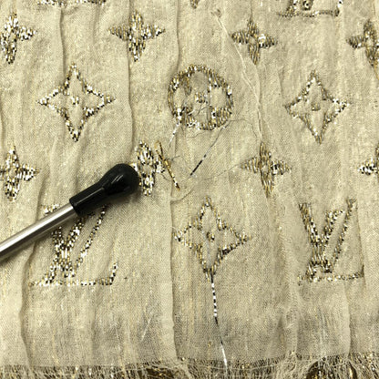 Louis Vuitton Etole Monogram Glitter Fringe Shawl Blanc Scarf — view 7