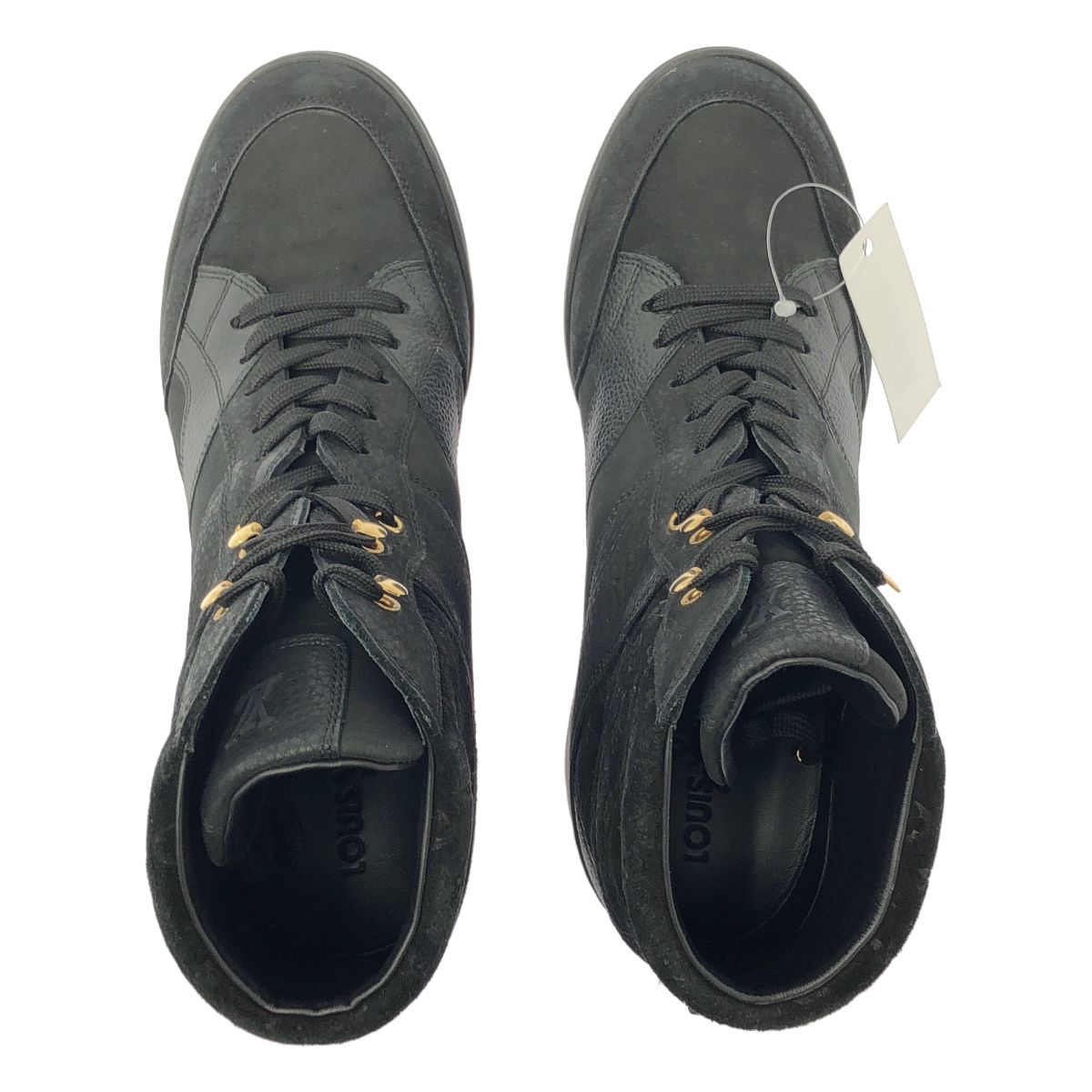 Louis Vuitton Monogram Suede High Cut Sneakers 39.5 Black — view 4