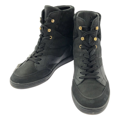 Louis Vuitton Monogram Suede High Cut Sneakers 39.5 Black