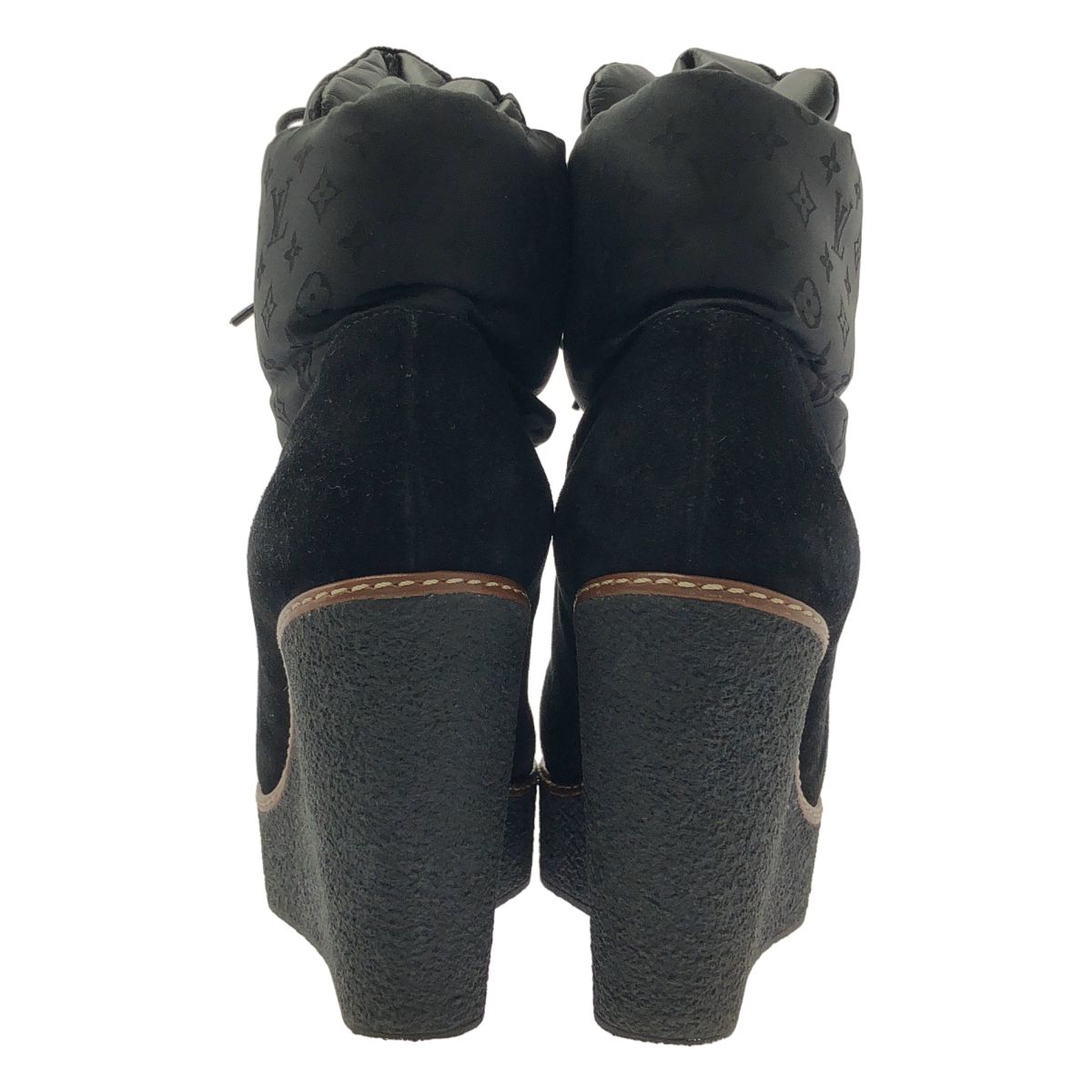 Louis Vuitton Monogram Wedge Sole Short Boots 38.5 Black — view 3