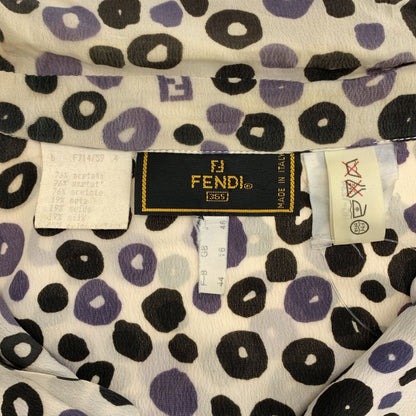 Fendi Acetate All Over Pattern Zucca Logo Double Pocket Shirt Blouse 44 White — view 5