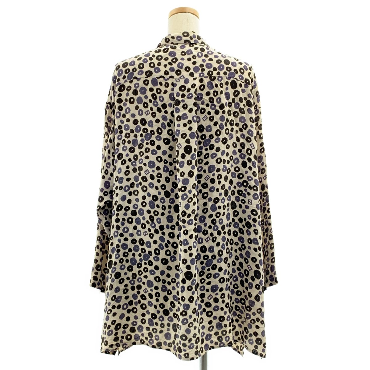 Fendi Acetate All Over Pattern Zucca Logo Double Pocket Shirt Blouse 44 White — view 4