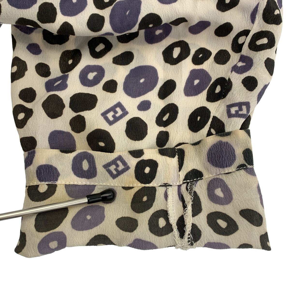 Fendi Acetate All Over Pattern Zucca Logo Double Pocket Shirt Blouse 44 White — view 8