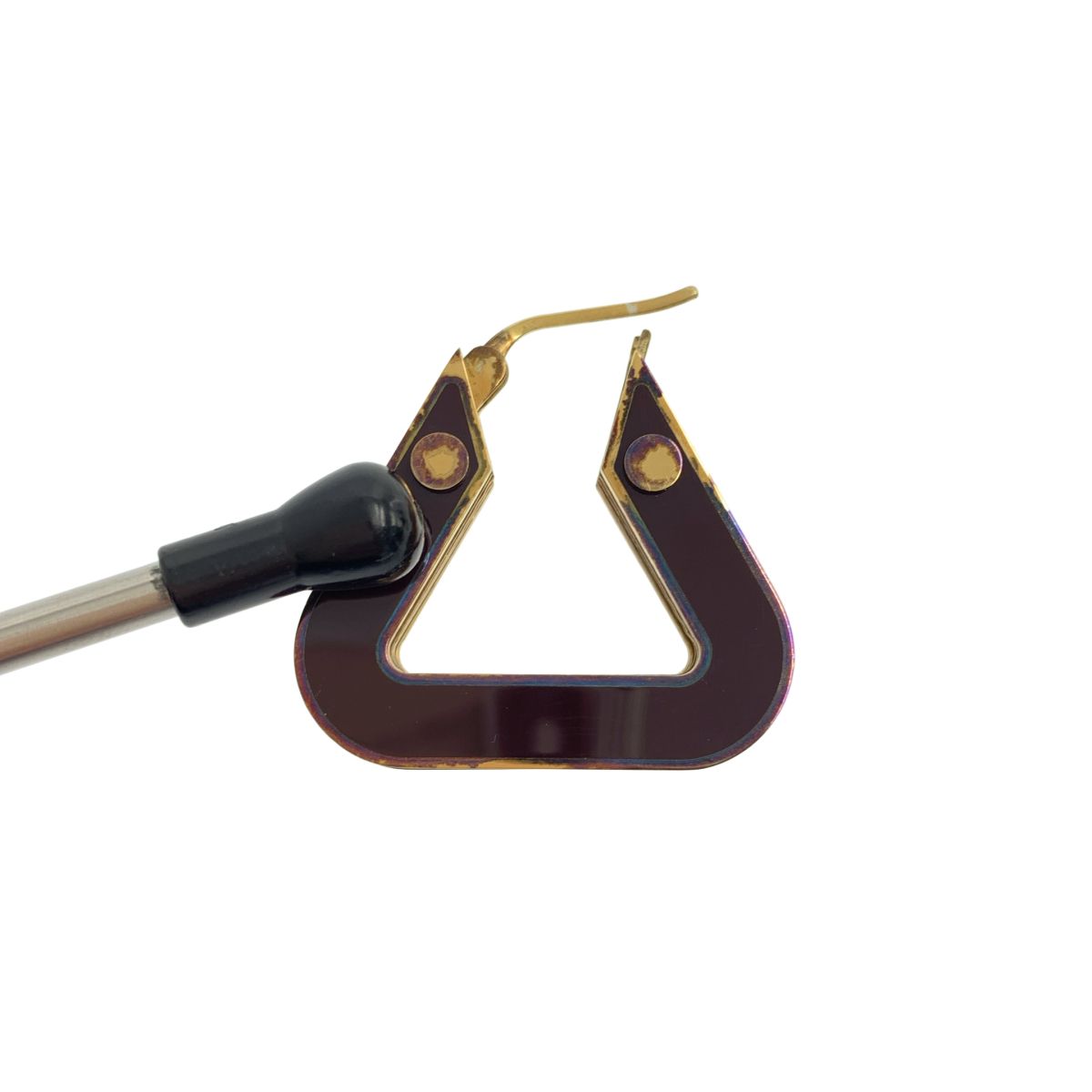Bottega Veneta Plate Layered Triangle Earrings Gold Brown — view 8