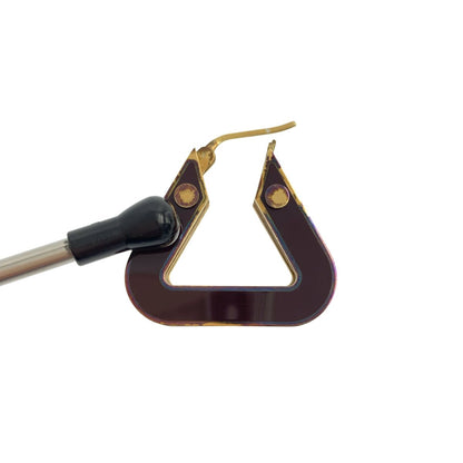 Bottega Veneta Plate Layered Triangle Earrings Gold Brown — view 8