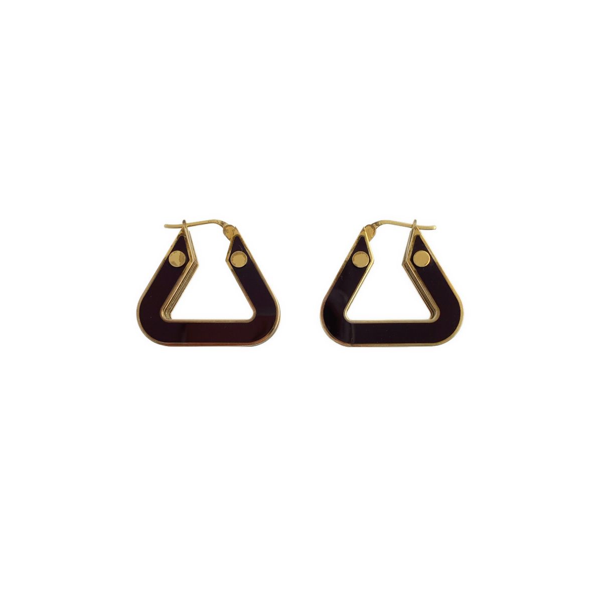 Bottega Veneta Plate Layered Triangle Earrings Gold Brown