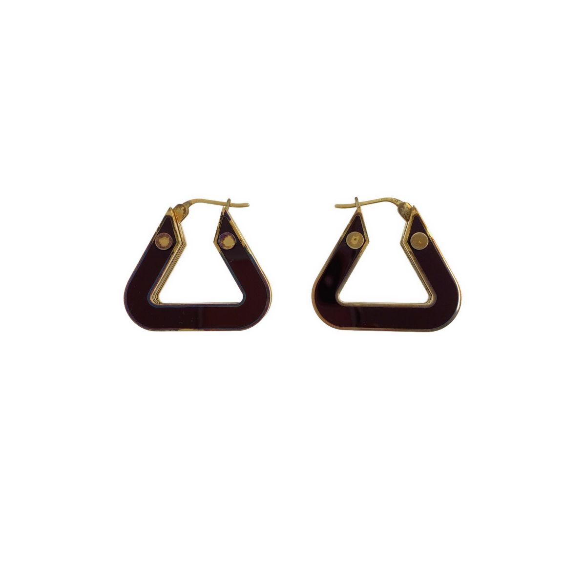 Bottega Veneta Plate Layered Triangle Earrings Gold Brown — view 4