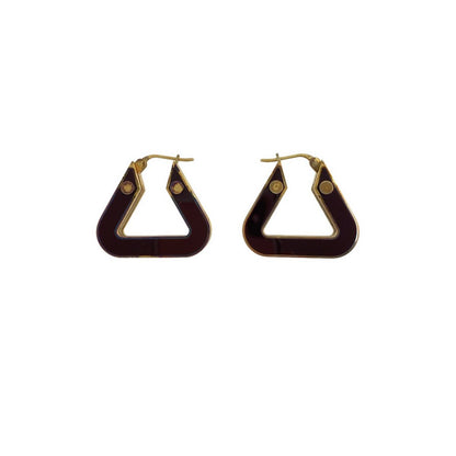 Bottega Veneta Plate Layered Triangle Earrings Gold Brown — view 4
