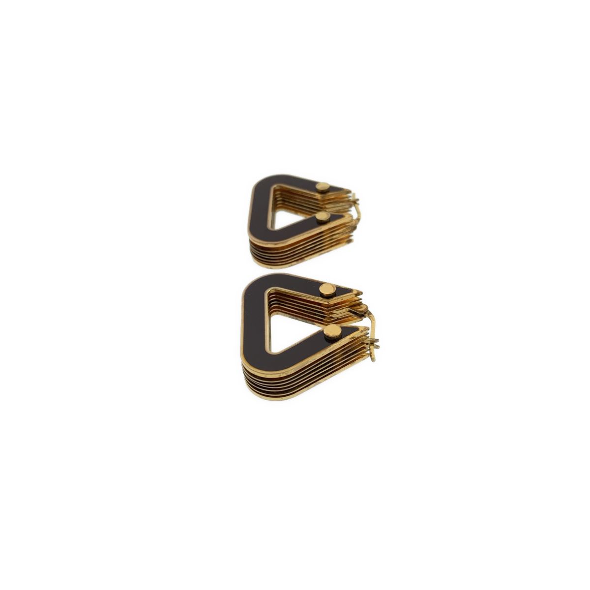 Bottega Veneta Plate Layered Triangle Earrings Gold Brown — view 3