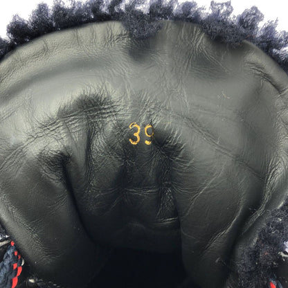 Moncler Zelie Wedge Sole Fleece Short Boots 39 Black Beige — view 6