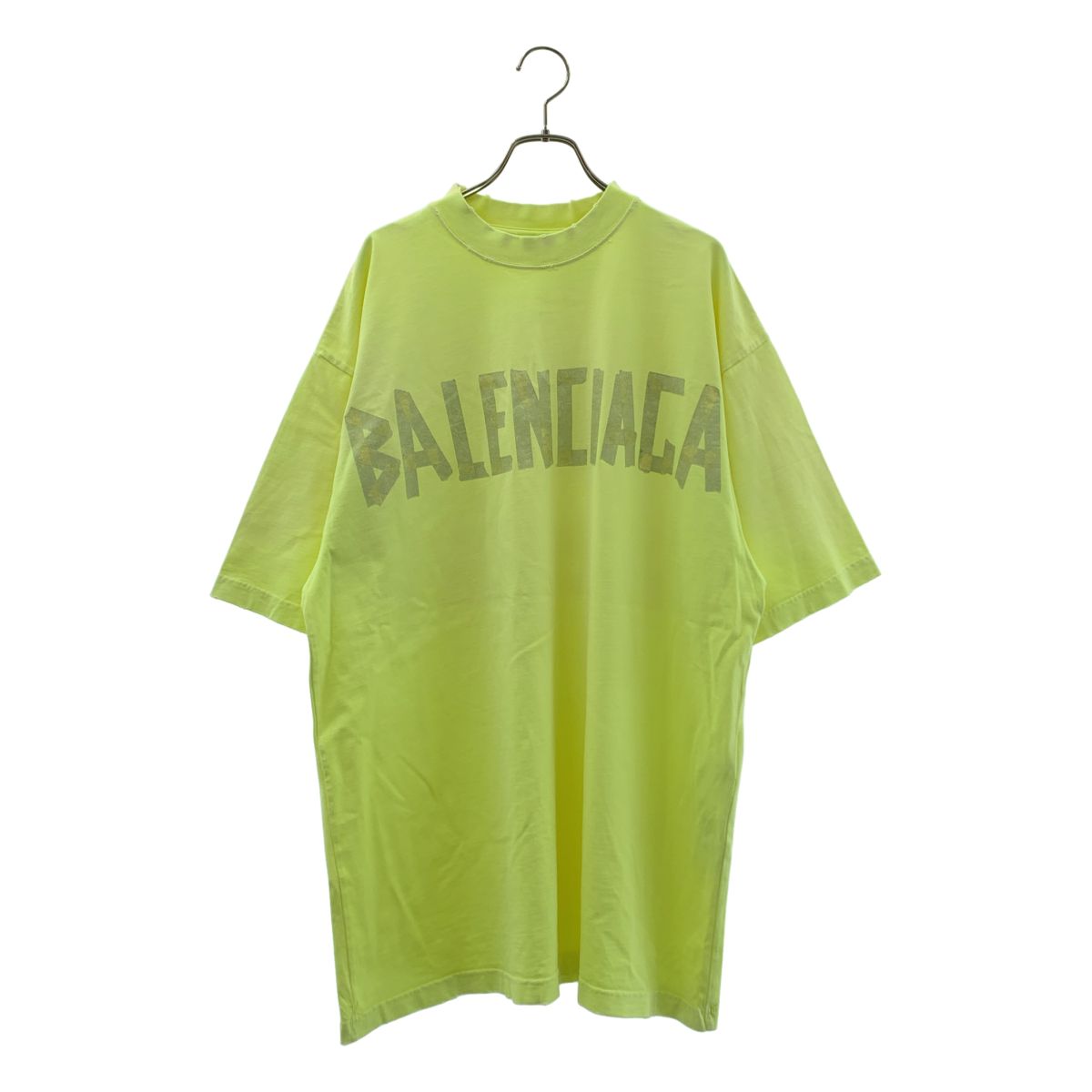 Balenciaga Tape Type Distressed Logo T-Shirt S Yellow