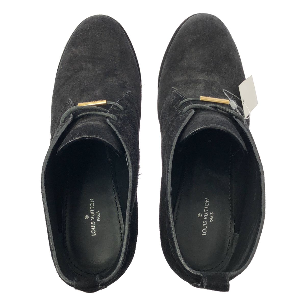 Louis Vuitton Monogram Wedge Sole Lace Up Shoes 38.5 Black — view 4