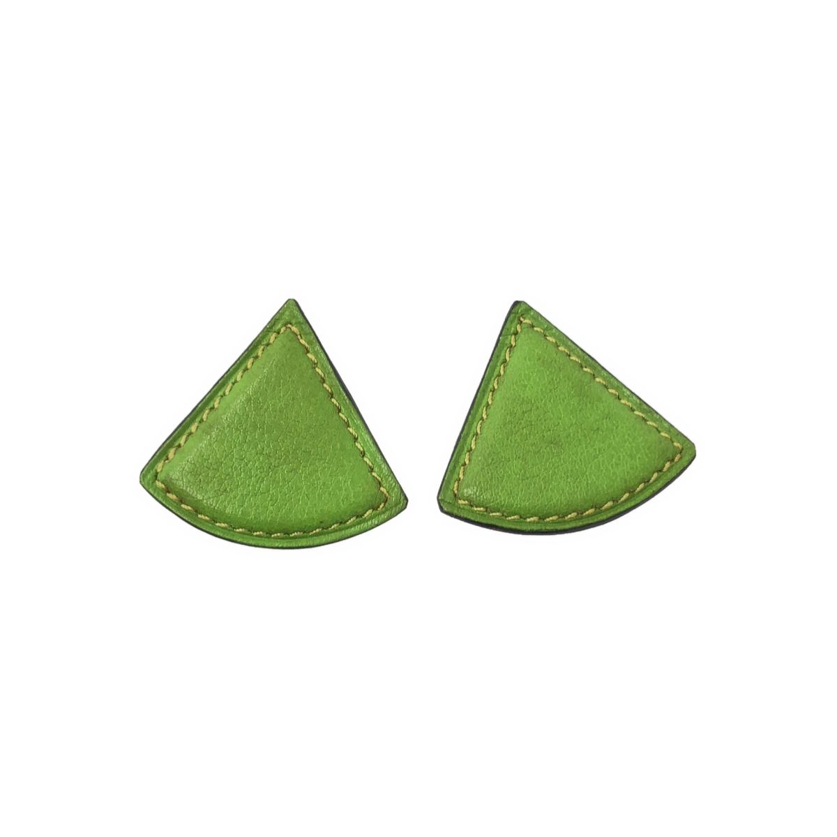 Hermes Leather Triangle Earrings Green