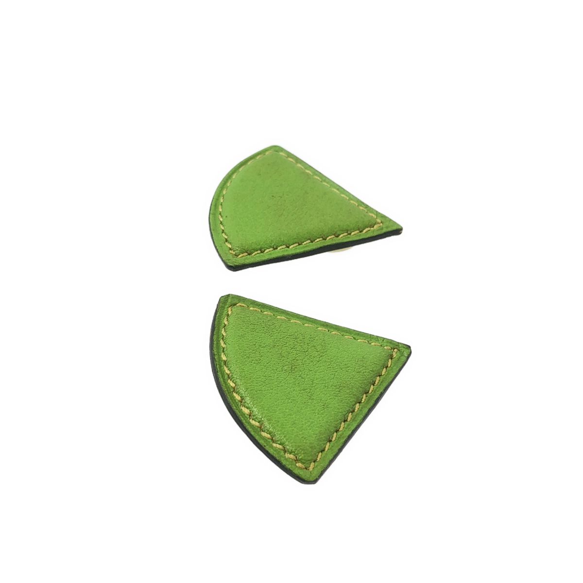 Hermes Leather Triangle Earrings Green — view 3