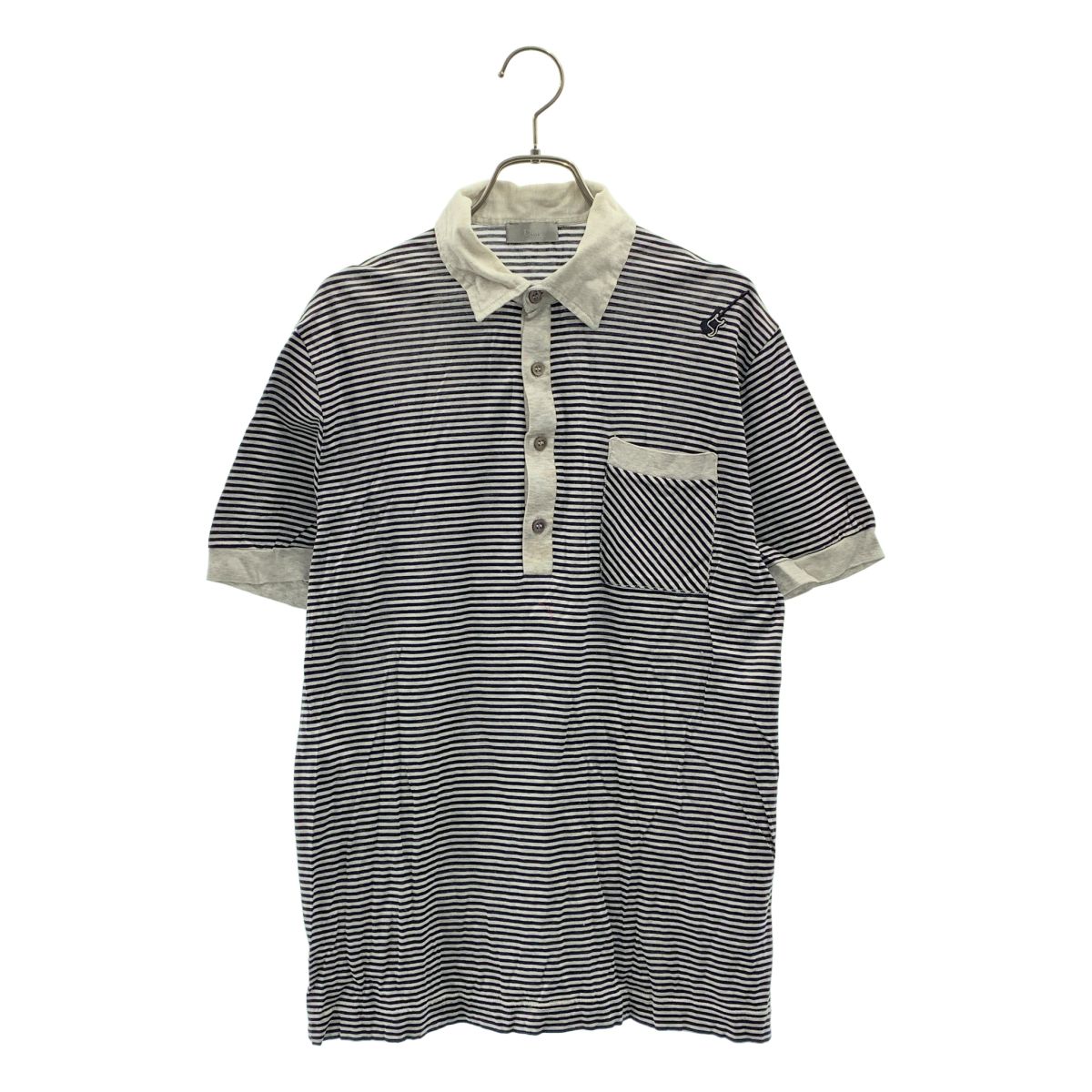 Dior Homme Guitar Border Polo Shirt S Gray Black