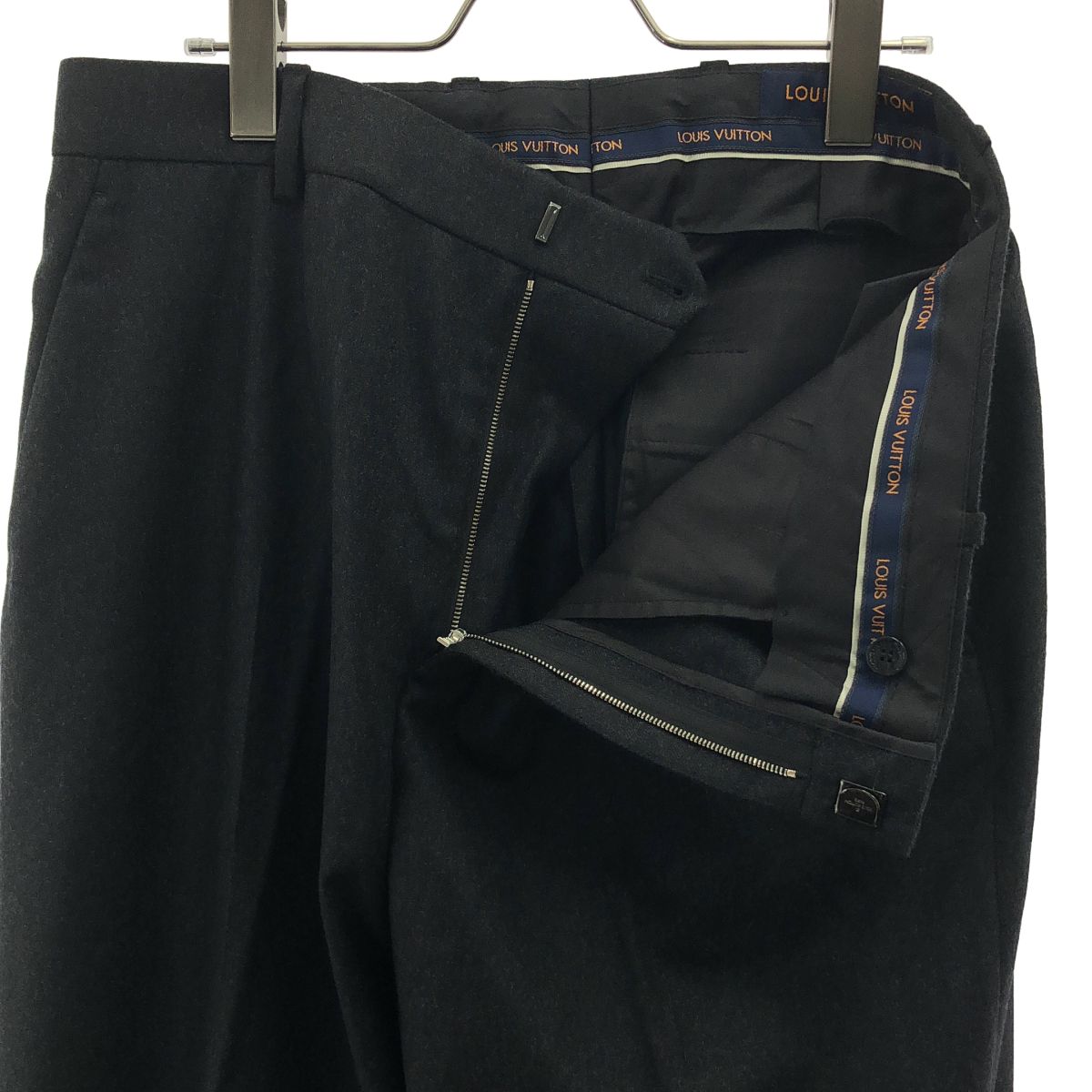 Louis Vuitton Wool Slit Wide Trousers Pants 44 Black — view 4