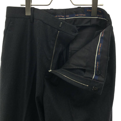 Louis Vuitton Wool Slit Wide Trousers Pants 44 Black — view 4