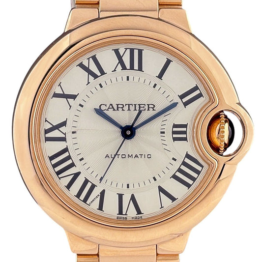 Cartier Baron Blue Rose Gold Watch PG Automatic Winding Silver