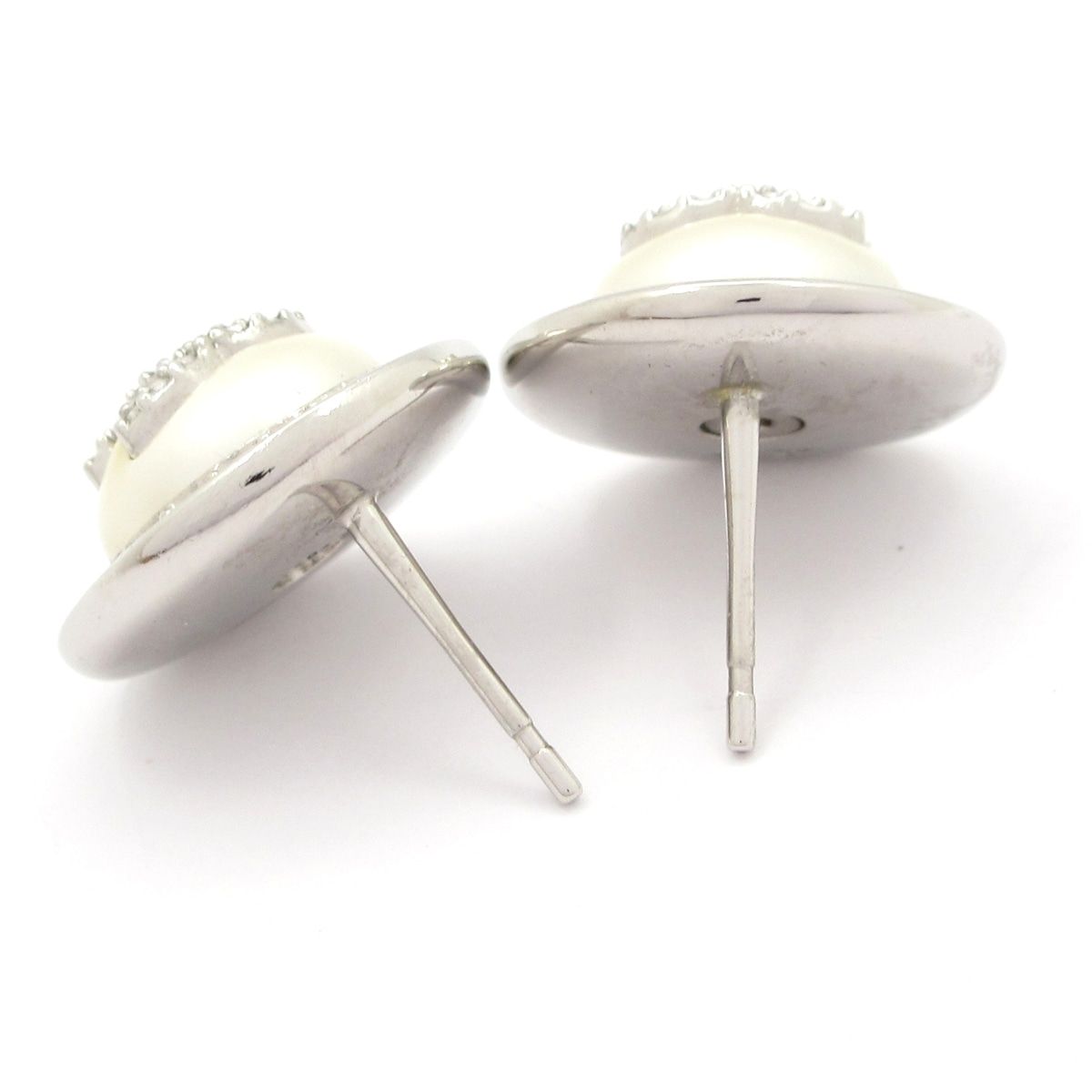 Chanel Earrings CC Logo Silver White Clear — view 4