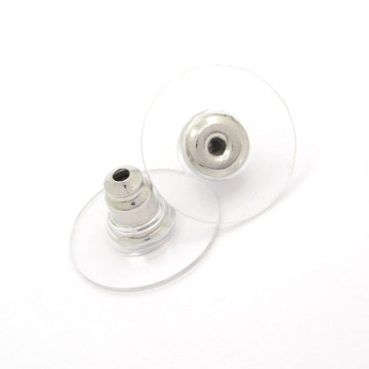 Chanel Earrings CC Logo Leather Silver Black Hoop — view 6