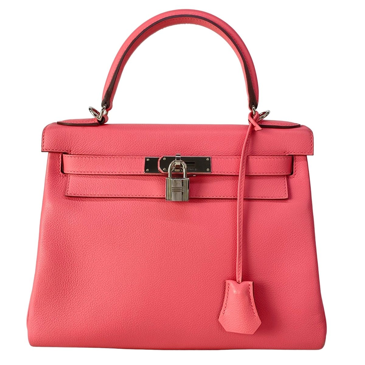 Hermes Handbag Kelly 28 Verso Roseute Terbatie Retourne Silver
