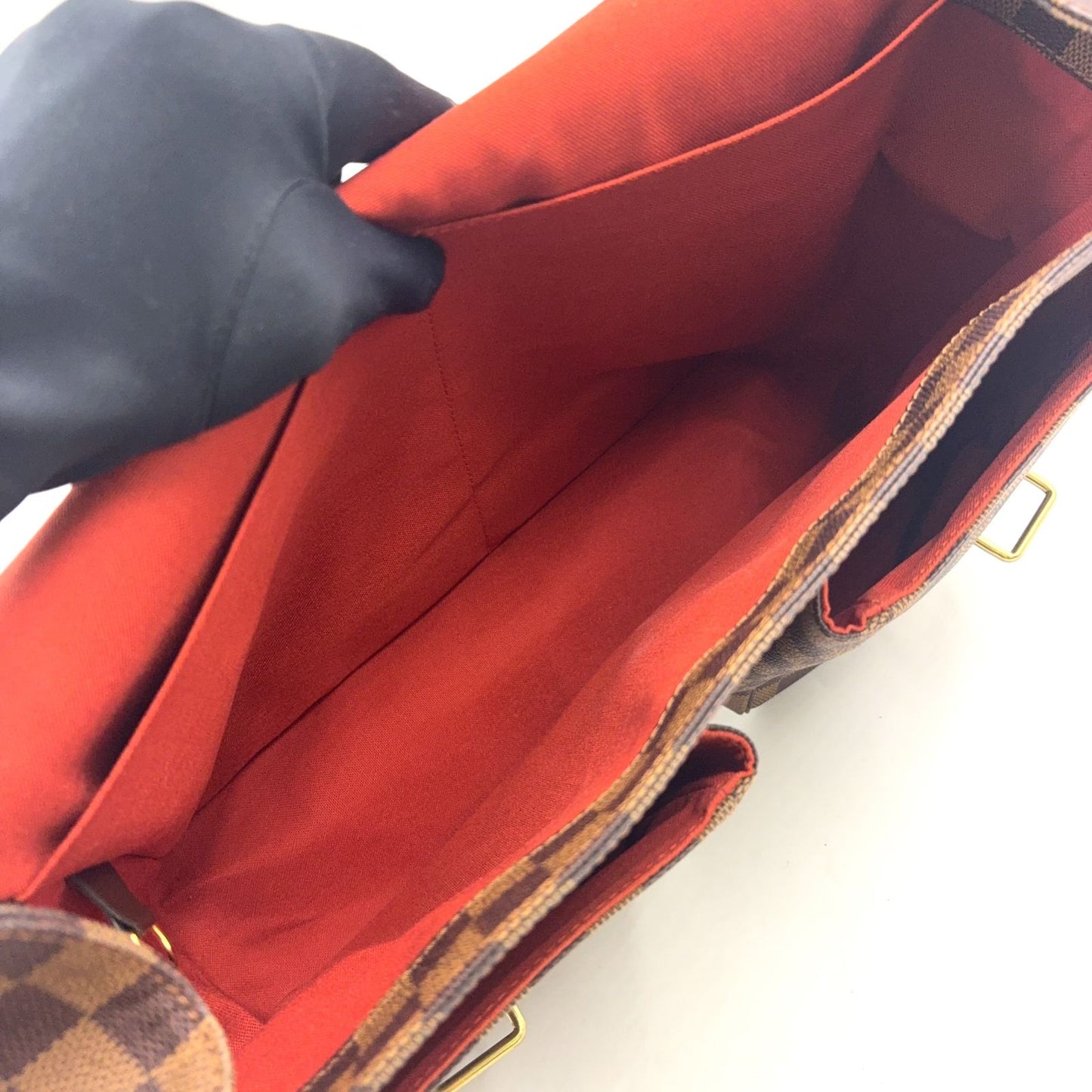Louis Vuitton Broadway Damier Ebene Leather Brown Shoulder Bag Gold — view 3