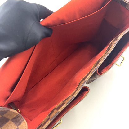 Louis Vuitton Broadway Damier Ebene Leather Brown Shoulder Bag Gold — view 3