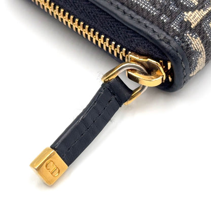 Dior 30 Montaigne Voyageur Wallet Leather Canvas Dark Navy Beige Gold — view 6