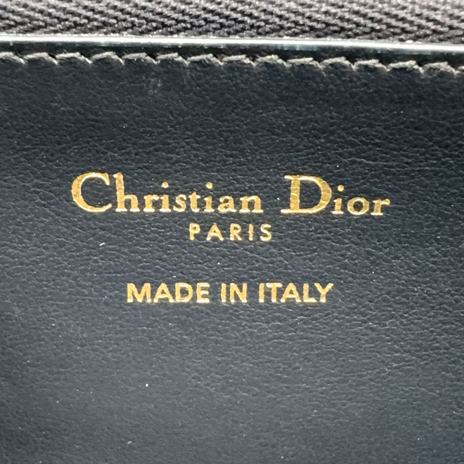 Dior 30 Montaigne Voyageur Wallet Leather Canvas Dark Navy Beige Gold — view 4
