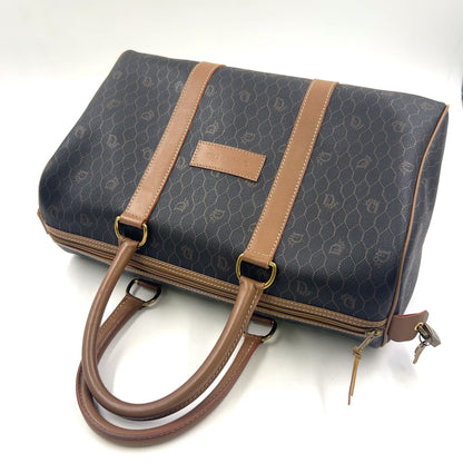 Dior Honeycomb Pattern Leather Brown Black Boston Bag Gold — view 6