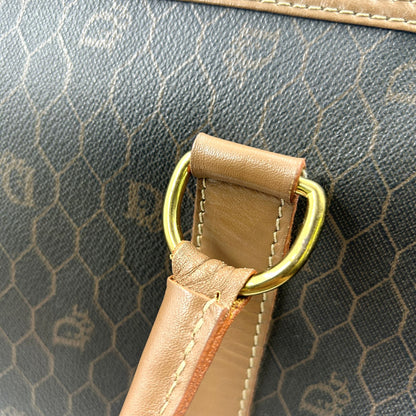 Dior Honeycomb Pattern Leather Brown Black Boston Bag Gold — view 8