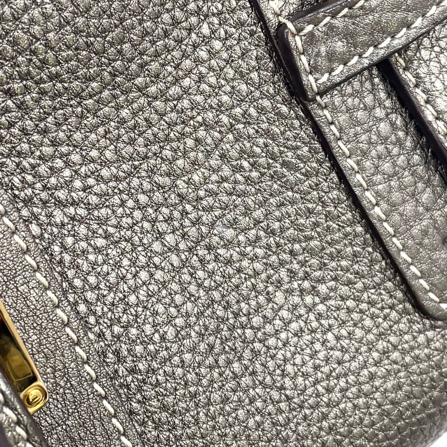 Loewe Senda Metallic Leather Brown Handbag Gold — view 8