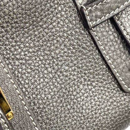 Loewe Senda Metallic Leather Brown Handbag Gold — view 8