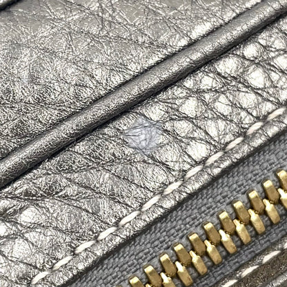 Loewe Senda Metallic Leather Brown Handbag Gold — view 9