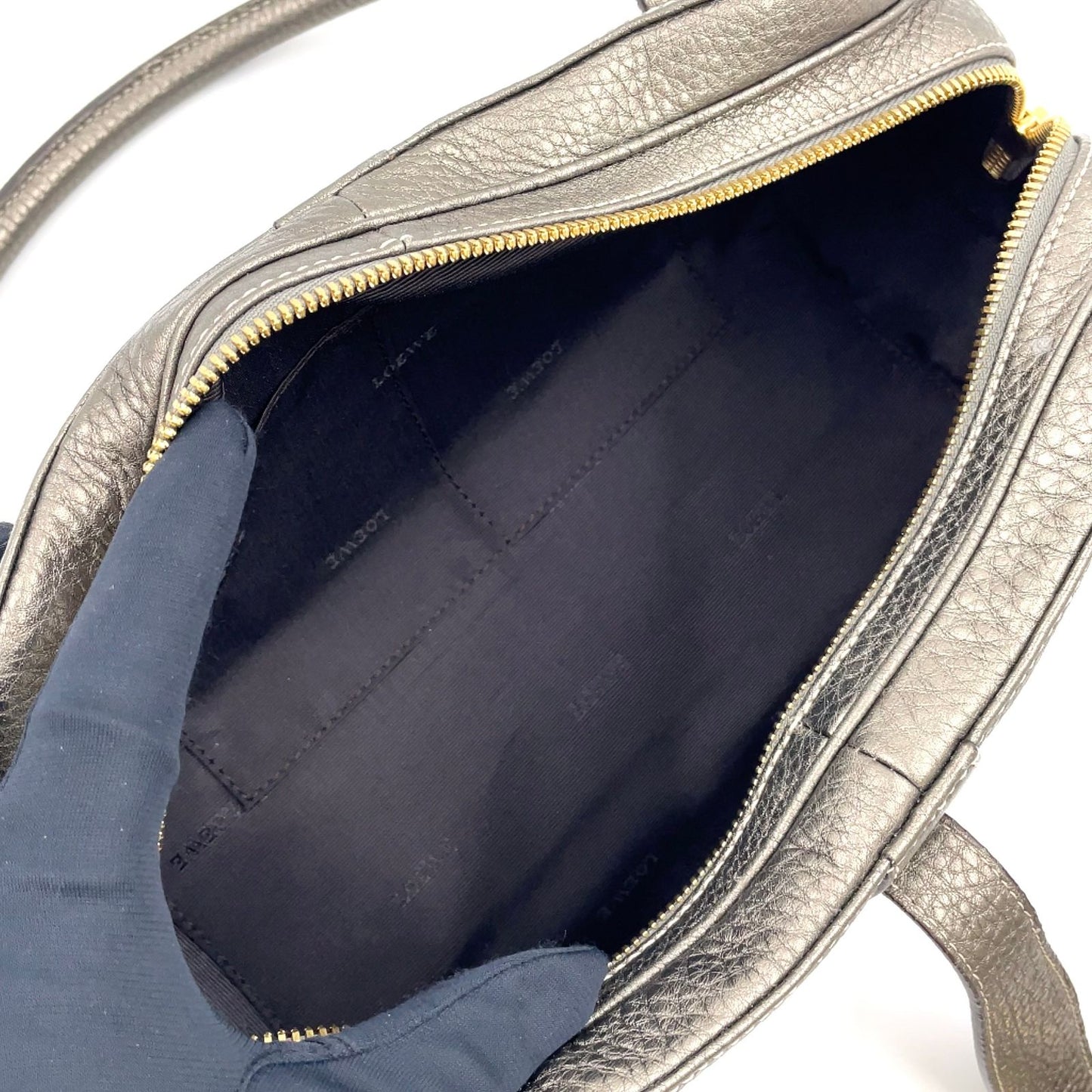 Loewe Senda Metallic Leather Brown Handbag Gold — view 3