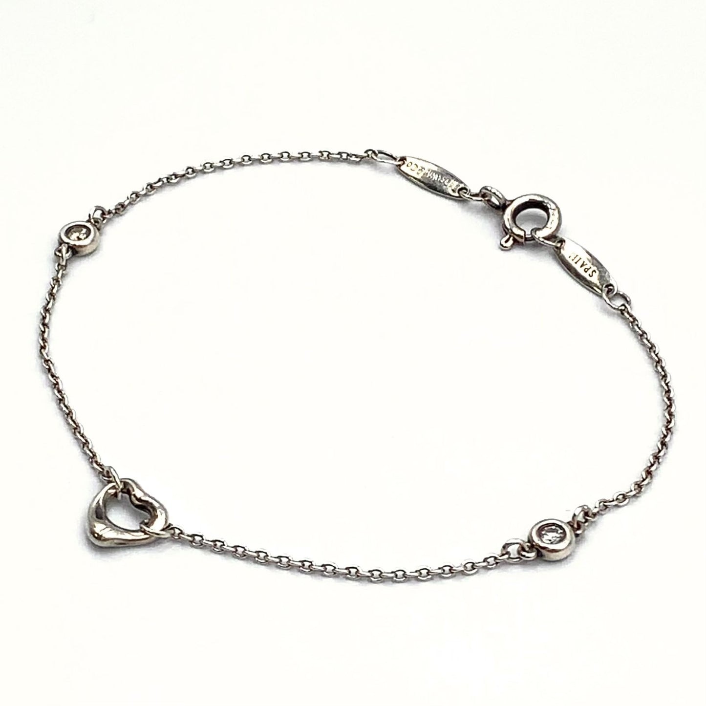 Tiffany & Co Diamond by the Yard Open Heart Clear Silver Bracelet — view 3