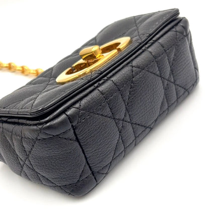 Dior Caro Micro Leather Black Shoulder Bag Gold — view 9