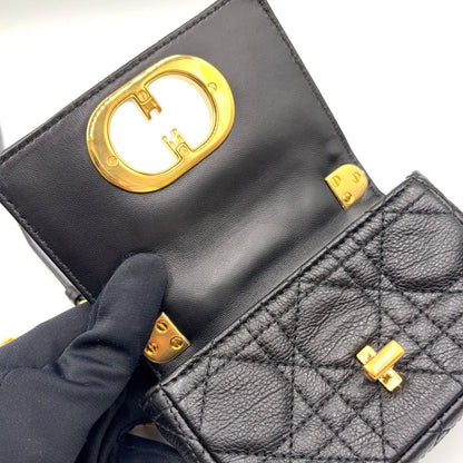 Dior Caro Micro Leather Black Shoulder Bag Gold — view 7