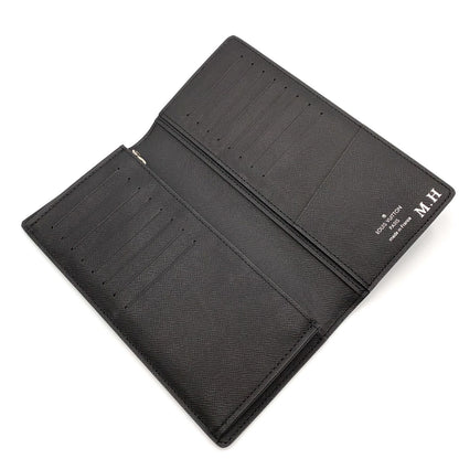 Louis Vuitton Portefeuille Brazza Taiga Initial Leather Black Bifold Wallet — view 3