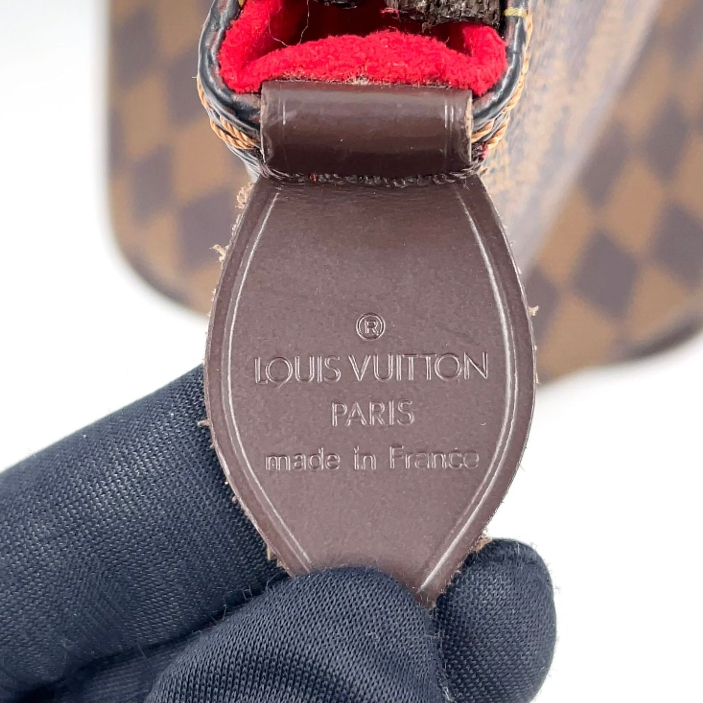 Louis Vuitton Saleya PM Damier Ebene Leather Brown Tote Gold — view 4